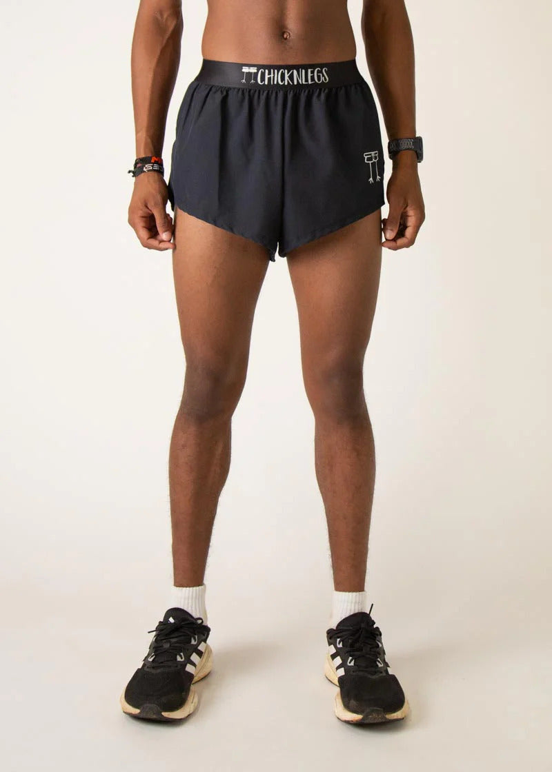 Men's Black 2" Half Split Shorts (XS, S, M, L, XL)
