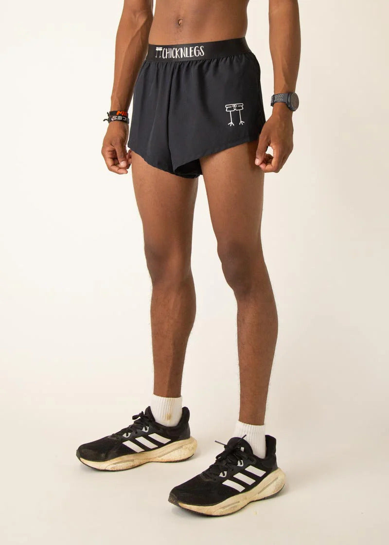 Men's Black 2" Half Split Shorts (XS, S, M, L, XL)