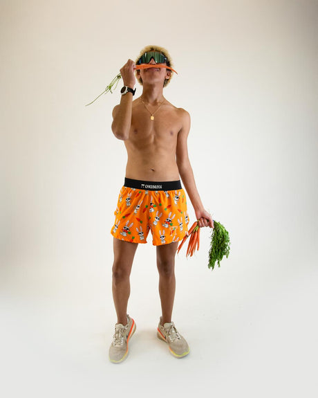 Men's Bad Bunny 4" Half Split Shorts (Orange)