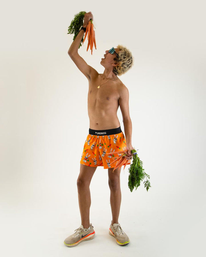 Men's Bad Bunny 4" Half Split Shorts (Orange)