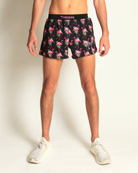Men's Flamingos 4" Half Split Shorts (Black) XS, S, M, L, XL