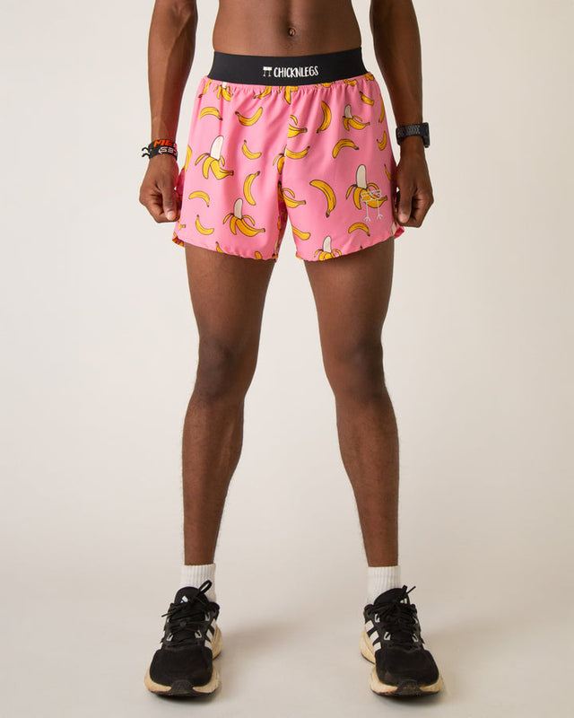 Men's Pink Bananas 4" Half Split Shorts XS S M L XL