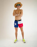 Men's Texas 4" Half Split Shorts (Red, White & Blue)