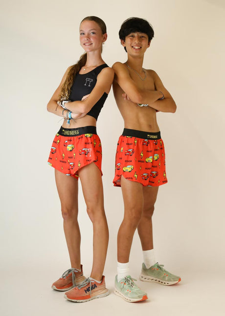 Men's Cars 4" Half Split Shorts (Red)