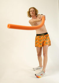 Men's Snails Pace 4" Half Split Shorts (Orange) Medium