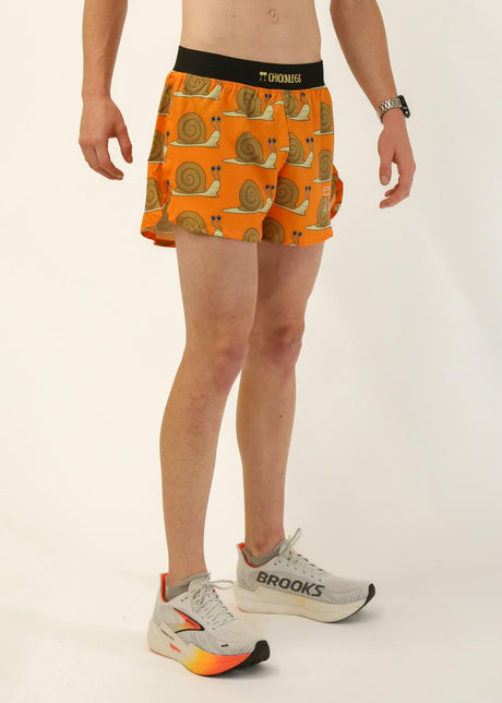Men's Snails Pace 4" Half Split Shorts (Orange) Medium