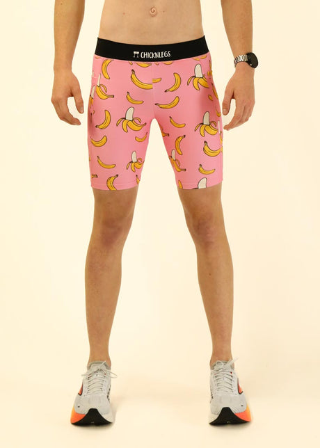 Men's Pink Bananas 8" Half Tights XS S M L XL