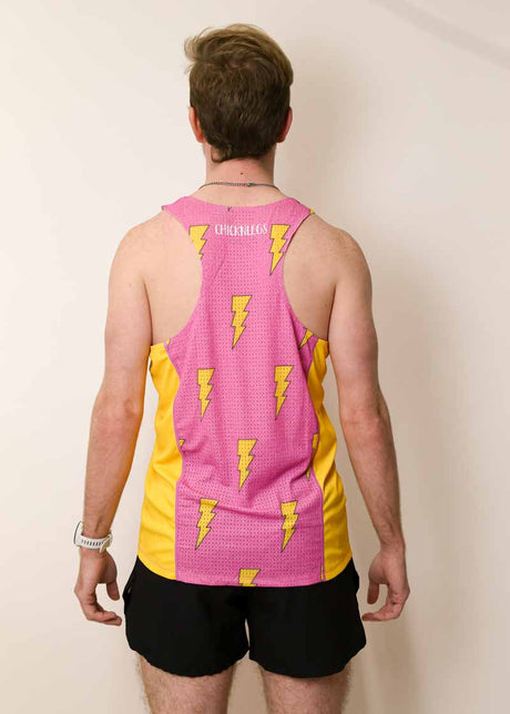 Men's Pink Bolts Performance Singlet XS S M L XL