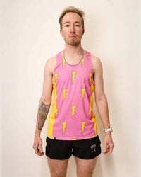 Men's Pink Bolts Performance Singlet XS S M L XL