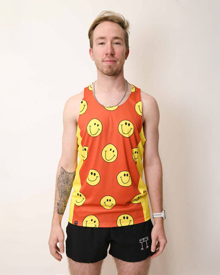 Men's Smileys Performance Singlet (Orange) XS S M L XL