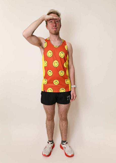 Men's Smileys Performance Singlet (Orange) XS S M L XL