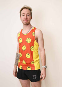 Men's Smileys Performance Singlet (Orange) XS S M L XL