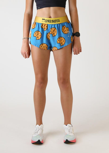 Women's Chocolate Chip Cookies 1.5" Split Shorts (Blue) XXS-XL