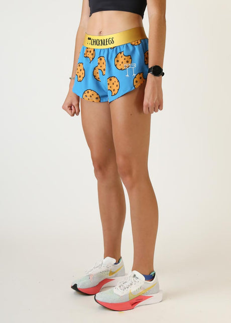 Women's Chocolate Chip Cookies 1.5" Split Shorts (Blue) XXS-XL