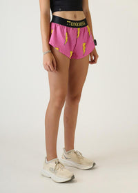 Women's Pink Bolts 1.5" Split Shorts (Pink)