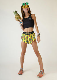 Women's Pineapple Express 1.5" Split Shorts (Yellow) XXS, XS, S, M, L, XL