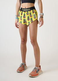 Women's Pineapple Express 1.5" Split Shorts (Yellow) XXS, XS, S, M, L, XL