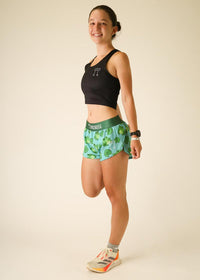 Women's Fartlek Froggies 1.5" Split Shorts (Blue/Green)
