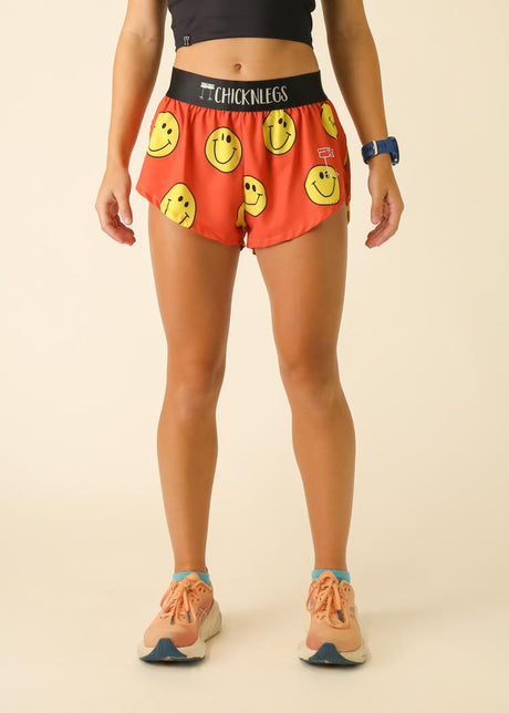 Women's Smiley 1.5" Split Shorts (Orange)