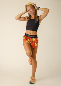 Women's Smiley 1.5" Split Shorts (Orange)