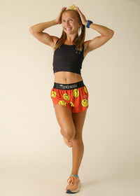 Women's Smiley 1.5" Split Shorts (Orange)