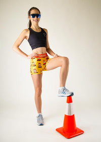 Women's Traffic Cones 3" 2-Pocket Compression Shorts (Orange) XS S M L