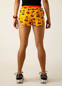 Women's Traffic Cones 1.5" Split Shorts (Yellow/Orange)