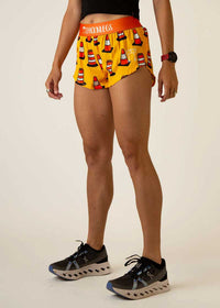 Women's Traffic Cones 1.5" Split Shorts (Yellow/Orange)