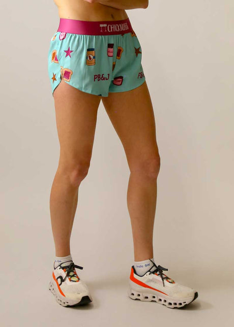 Women's PB&J 1.5" Split Shorts (Light Blue/Magenta) XXS, XS, S, M, L, XL