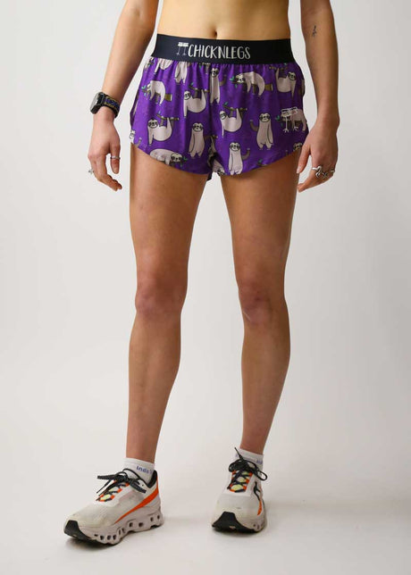 Women's Sloths 1.5" Split Shorts (Purple)