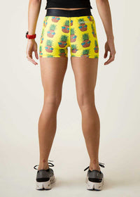 Women's Pineapple Express 3" 2-Pocket Compression Shorts (Yellow) XS S M L