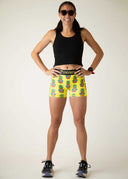 Women's Pineapple Express 3" 2-Pocket Compression Shorts (Yellow) XS S M L