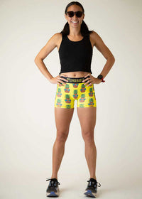 Women's Pineapple Express 3" 2-Pocket Compression Shorts (Yellow) XS S M L