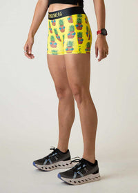 Women's Pineapple Express 3" 2-Pocket Compression Shorts (Yellow) XS S M L