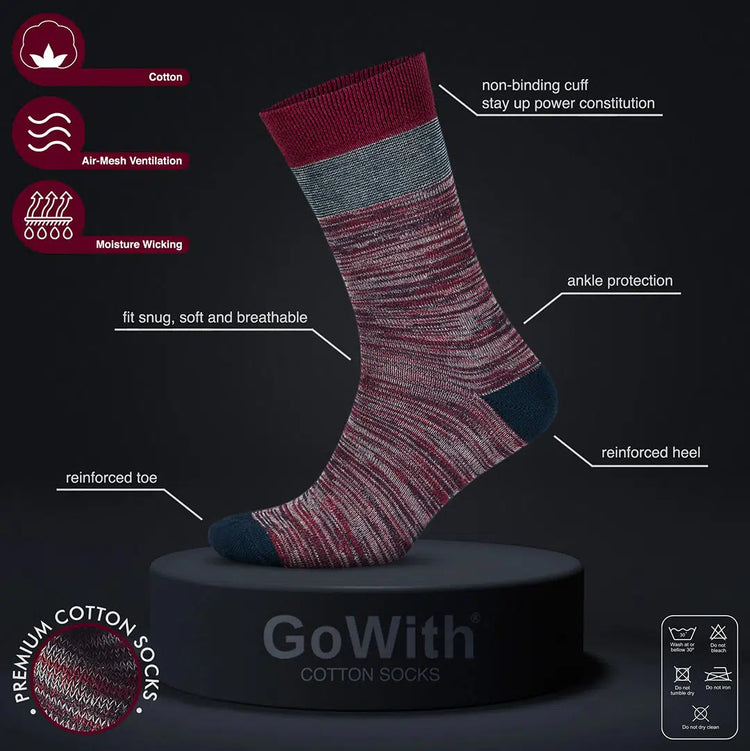 Men's Cotton Soft Crew Dress Socks - Optic Effect