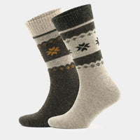 Alpaca Wool Crew Hiking Boot Socks for Men and Women - Snowflake