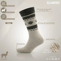 Alpaca Wool Crew Hiking Boot Socks for Men and Women - Snowflake