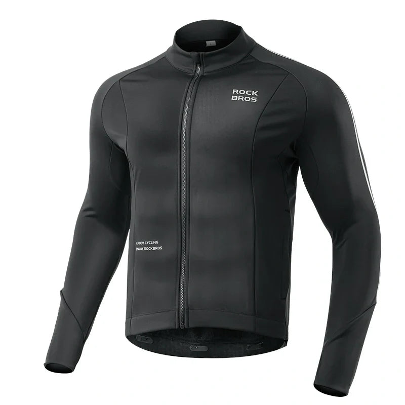 Men’s Cycling Fleece Jersey Long Sleeve for 32–50°F