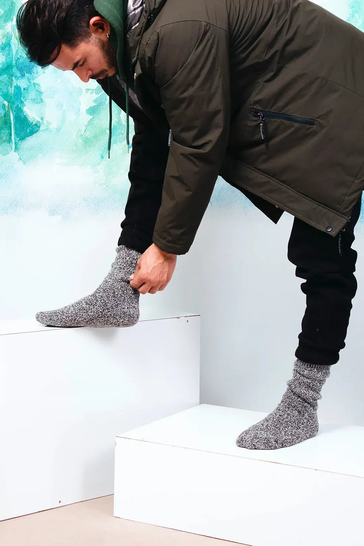 Men's Merino Wool Extra Thick Full Terry Fuzzy Crew Socks