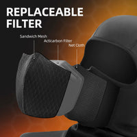 ROCKBROS Balaclava Ski Mask with Zipper Waterproof Winter Fleece Hood Black