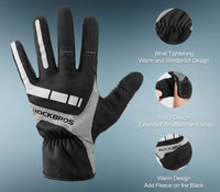 Fleece Full Finger Cycling Gloves, Motorcycle and Mountain Bike Gloves