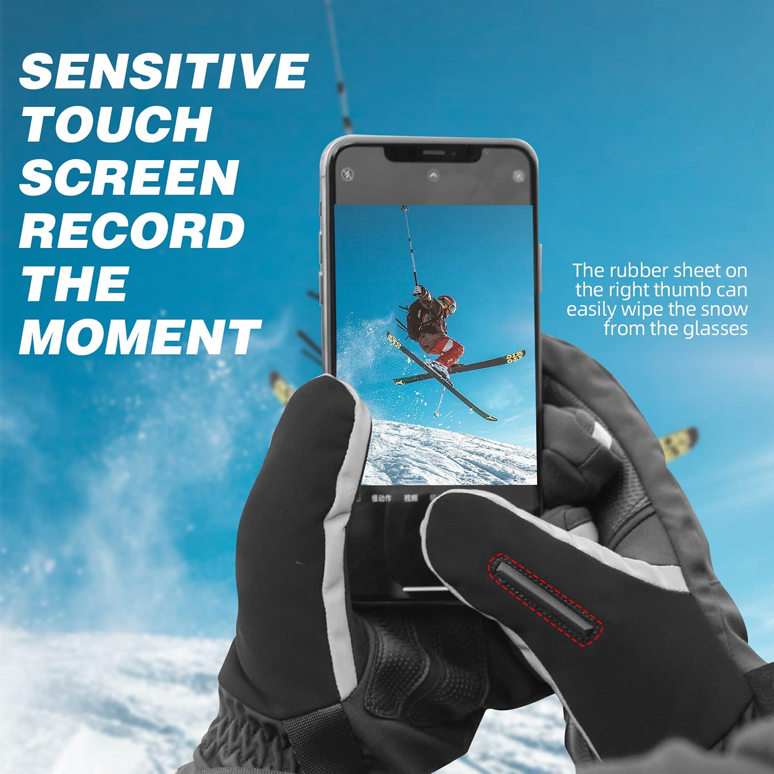 ROCKBROS Winter Ski Gloves Waterproof 3M Thinsulate Touch Screen Thermal Gloves for Men  Women