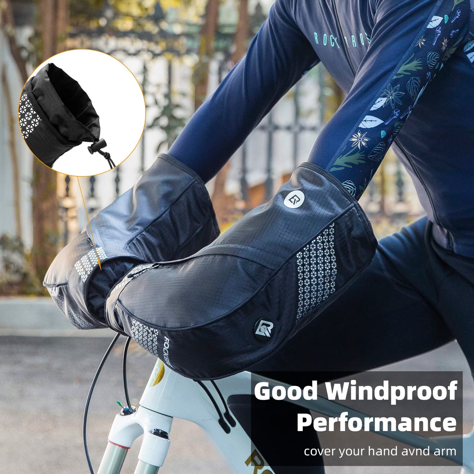 ROCKBROS Thinsulate Thermal Bike Handlebar Mittens - Cold Weather Pogies Cover Gloves