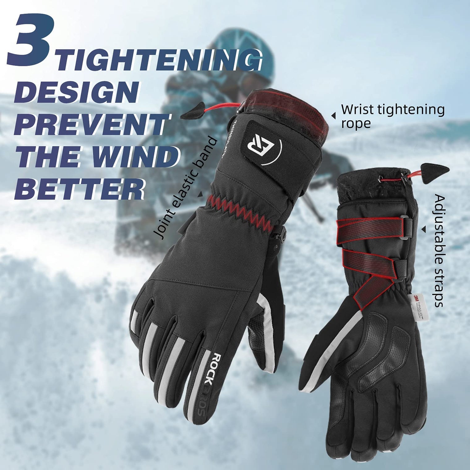 ROCKBROS Winter Ski Gloves Waterproof 3M Thinsulate Touch Screen Thermal Gloves for Men  Women