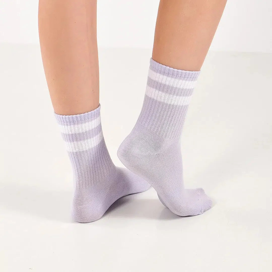 Women's Cotton Quarter Striped Retro College Socks
