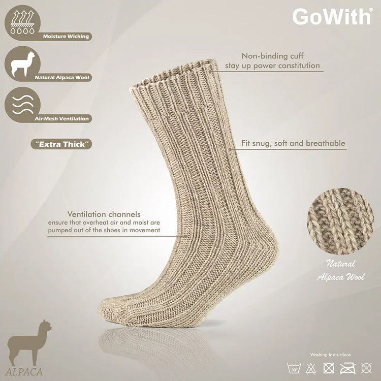 Alpaca Wool Extra Thick Crew Loose Socks for Men and Women