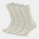 Men's Linen & Cotton Blend Thin Crew Dress Socks - Ecru