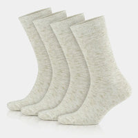 Men's Linen & Cotton Blend Thin Crew Dress Socks - Ecru