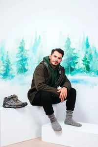 Men's Merino Wool Extra Thick Terry Sole Fuzzy Crew Socks