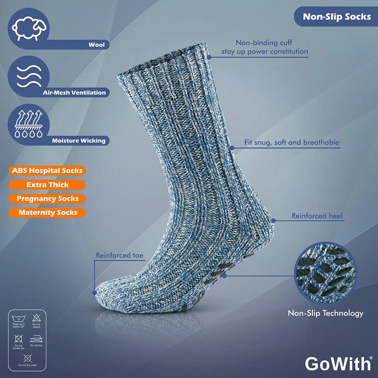 Men's Merino Crew Non-Slip Grip Cabin Socks